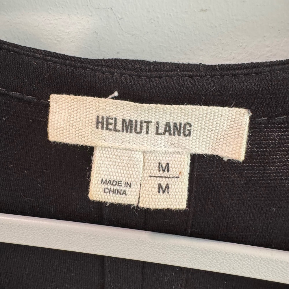 Helmut Lang Black V-Neck Sleeveless Mixed Media Acetate Silk Blend Medium - Picture 2 of 5